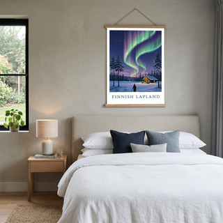 Finnish Lapland — Northern Lights Cabin Winter Wall Art Print