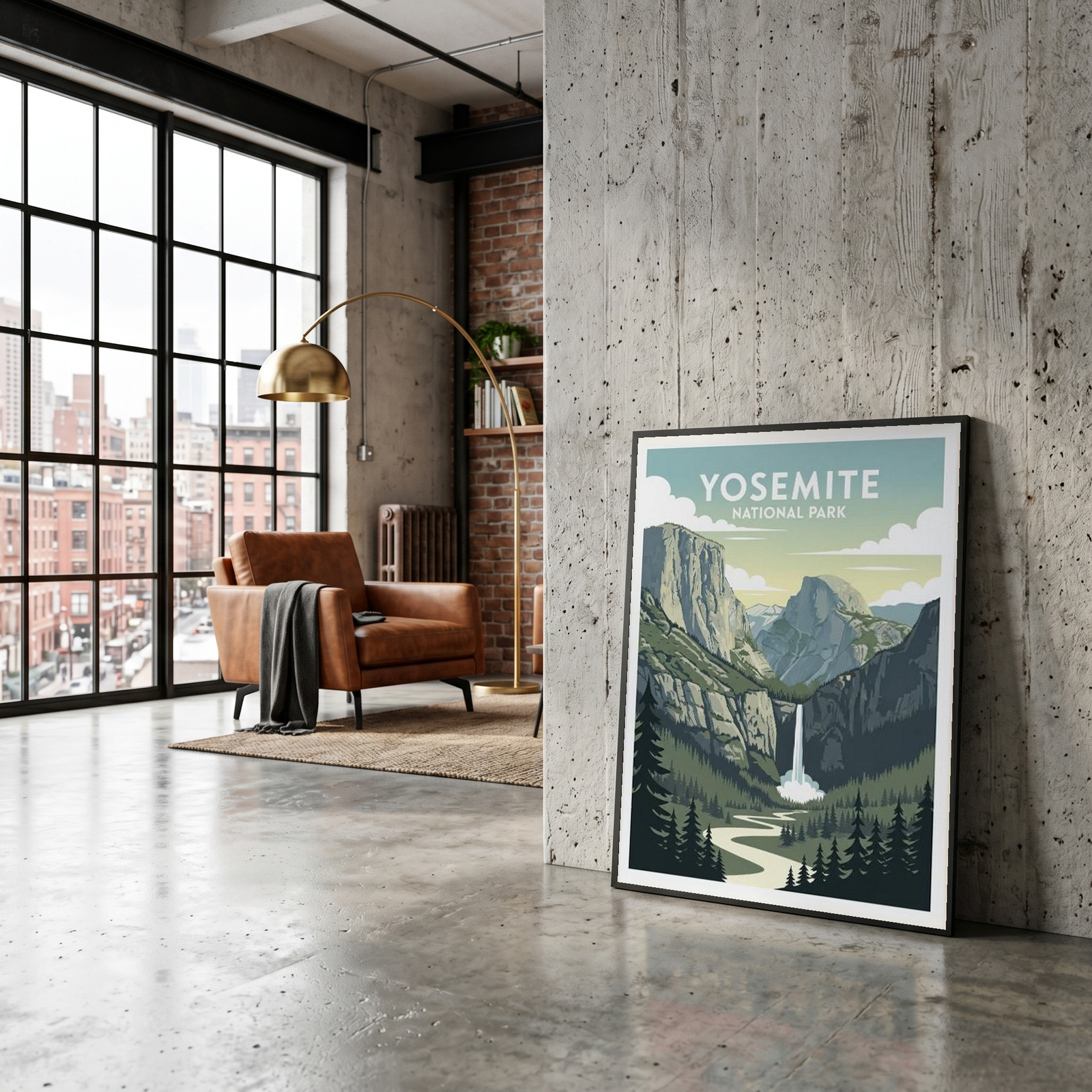 Yosemite National Park Poster — Vintage California El Capitan Half Dome Waterfall Print