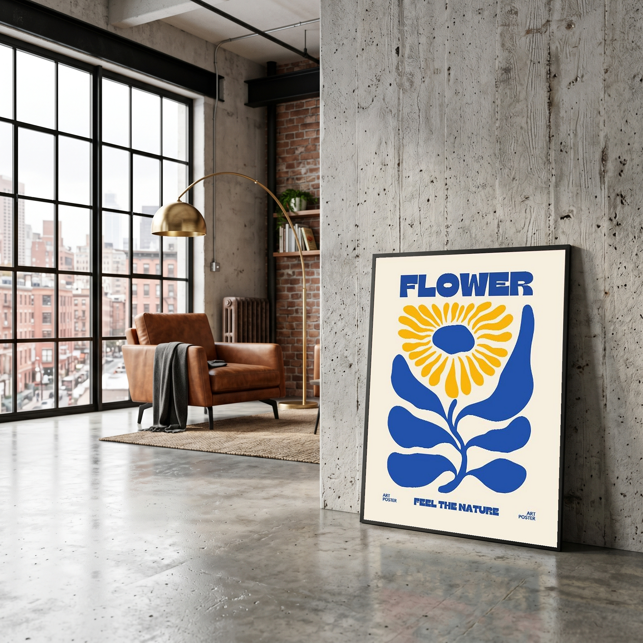 FLOWER Feel the Nature Poster — Mid-Century Botanical Cut-Out Print
