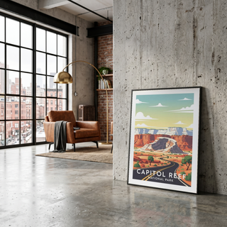 Capitol Reef National Park Poster — Vintage Utah Waterpocket Fold Print