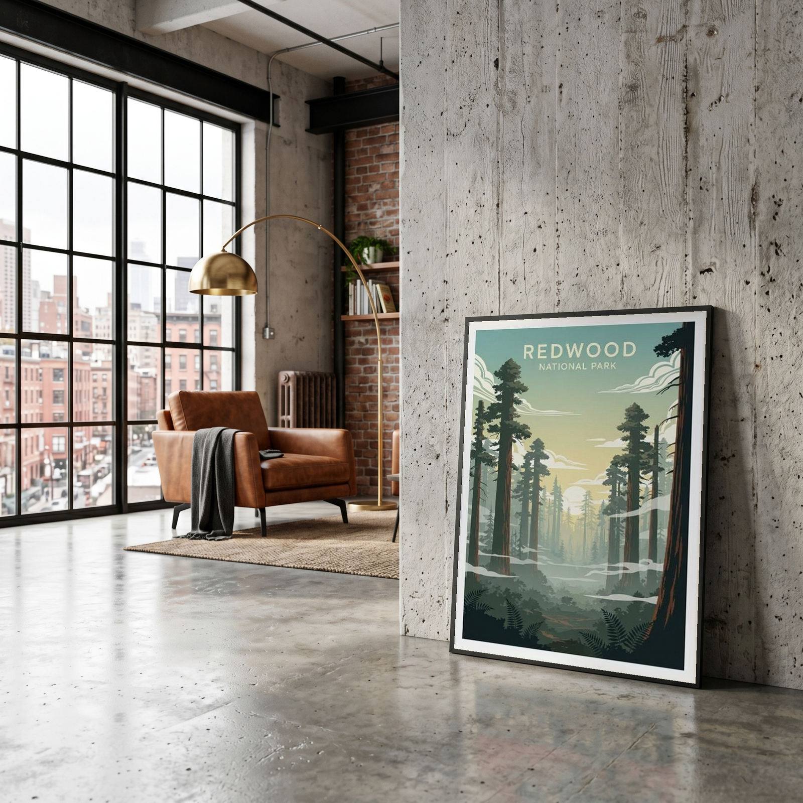 Redwood National Park Poster — Vintage California Towering Forest Print