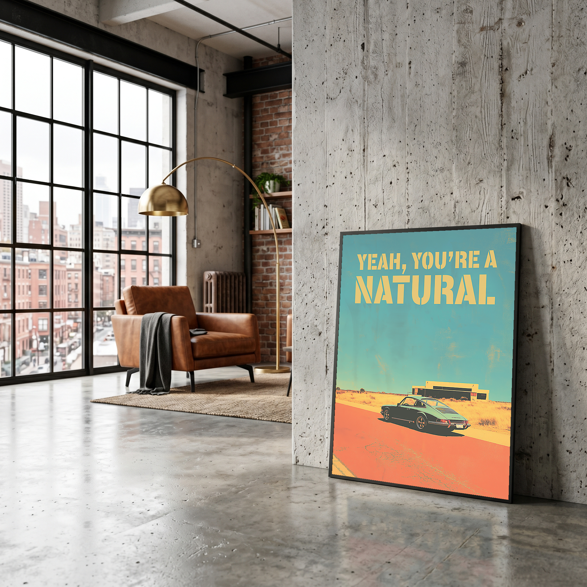 Vintage Porsche Desert Road Poster — You're a Natural Motivational Print