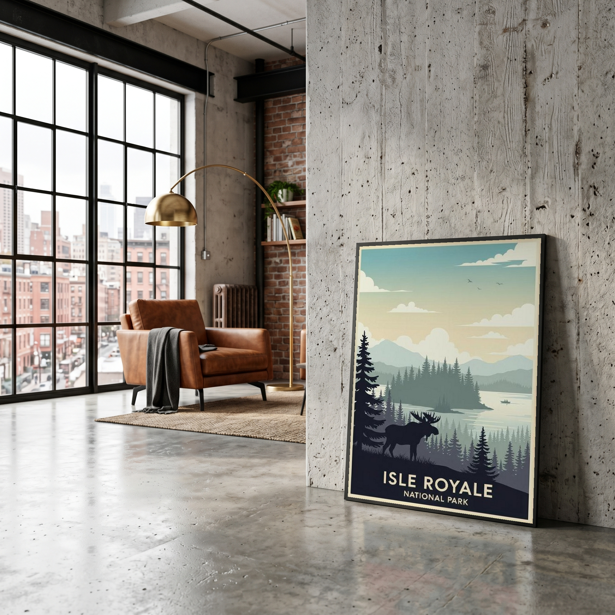 Isle Royale National Park Poster — Vintage Michigan Moose Lake Superior Print