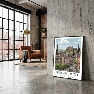 Edinburgh Scotland Travel Poster — Castle Royal Mile Old Town Print
