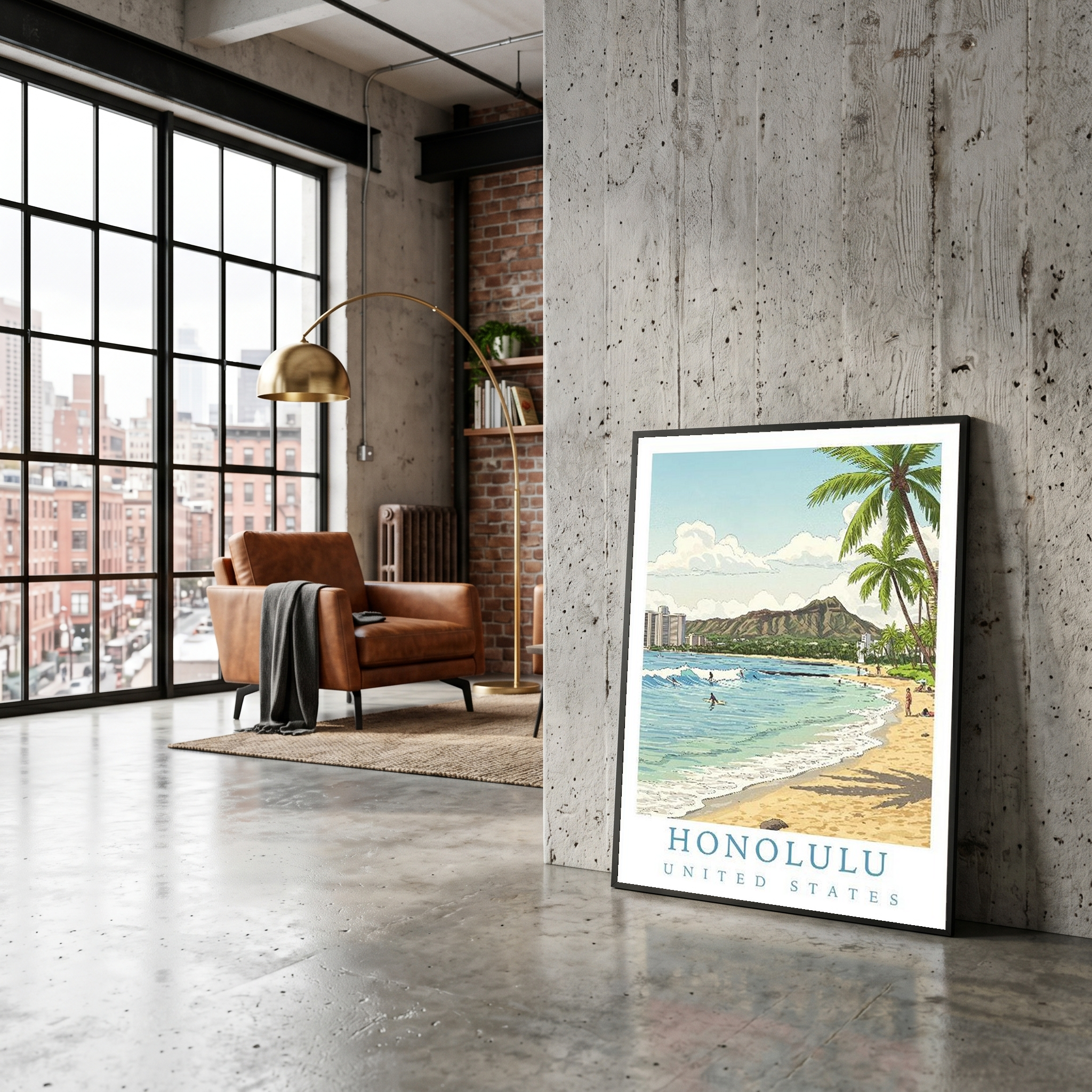 Honolulu Hawaii — Waikiki Beach Diamond Head Wall Art Print
