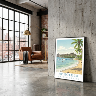 Honolulu Hawaii — Waikiki Beach Diamond Head Wall Art Print