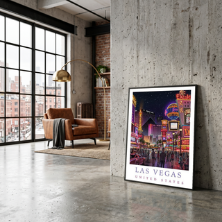 Las Vegas Travel Poster — Neon Strip Night Cityscape Print