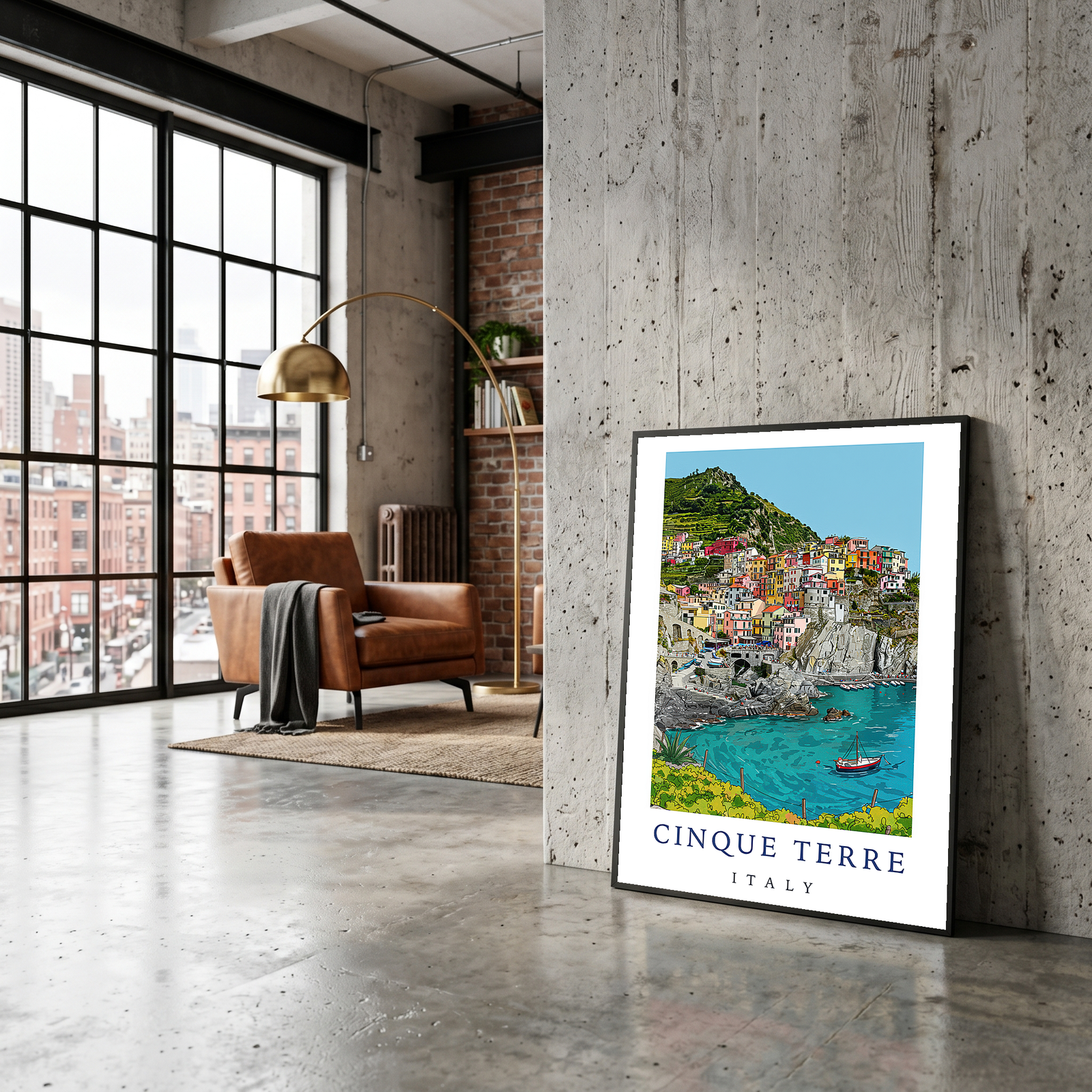 Cinque Terre Italy Travel Poster — Manarola Coastal Village Print