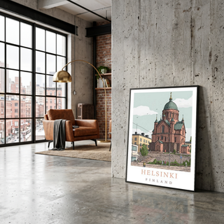 Helsinki Finland Travel Poster — Uspenski Cathedral Nordic City Print
