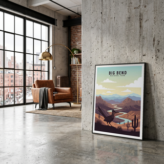 Big Bend National Park Poster — Vintage Texas Roadrunner Rio Grande Print