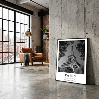 Paris Eiffel Tower Poster — Black and White France Coordinates Print