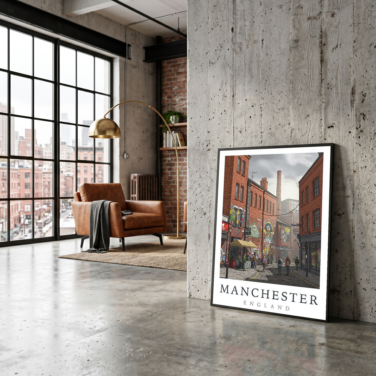 Manchester England Travel Poster — Northern Quarter Street Art Print