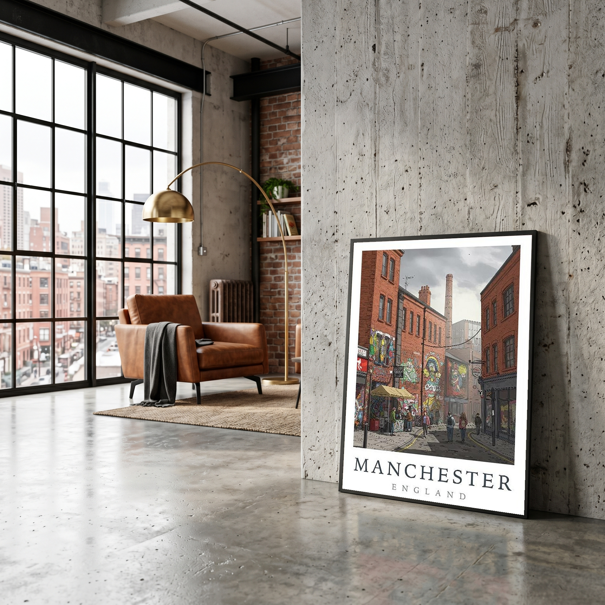 Manchester England Travel Poster — Northern Quarter Street Art Print