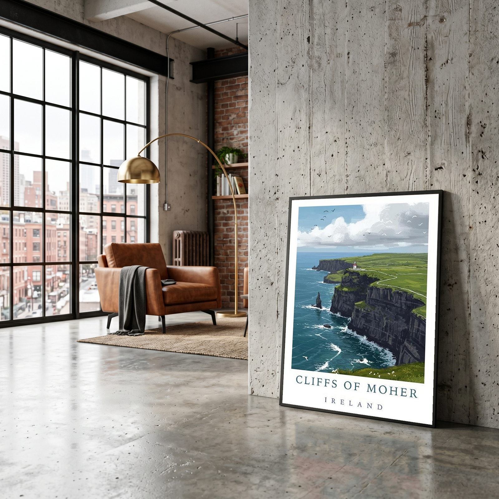 Cliffs of Moher Ireland Travel Poster — Coastal Lighthouse Atlantic Print