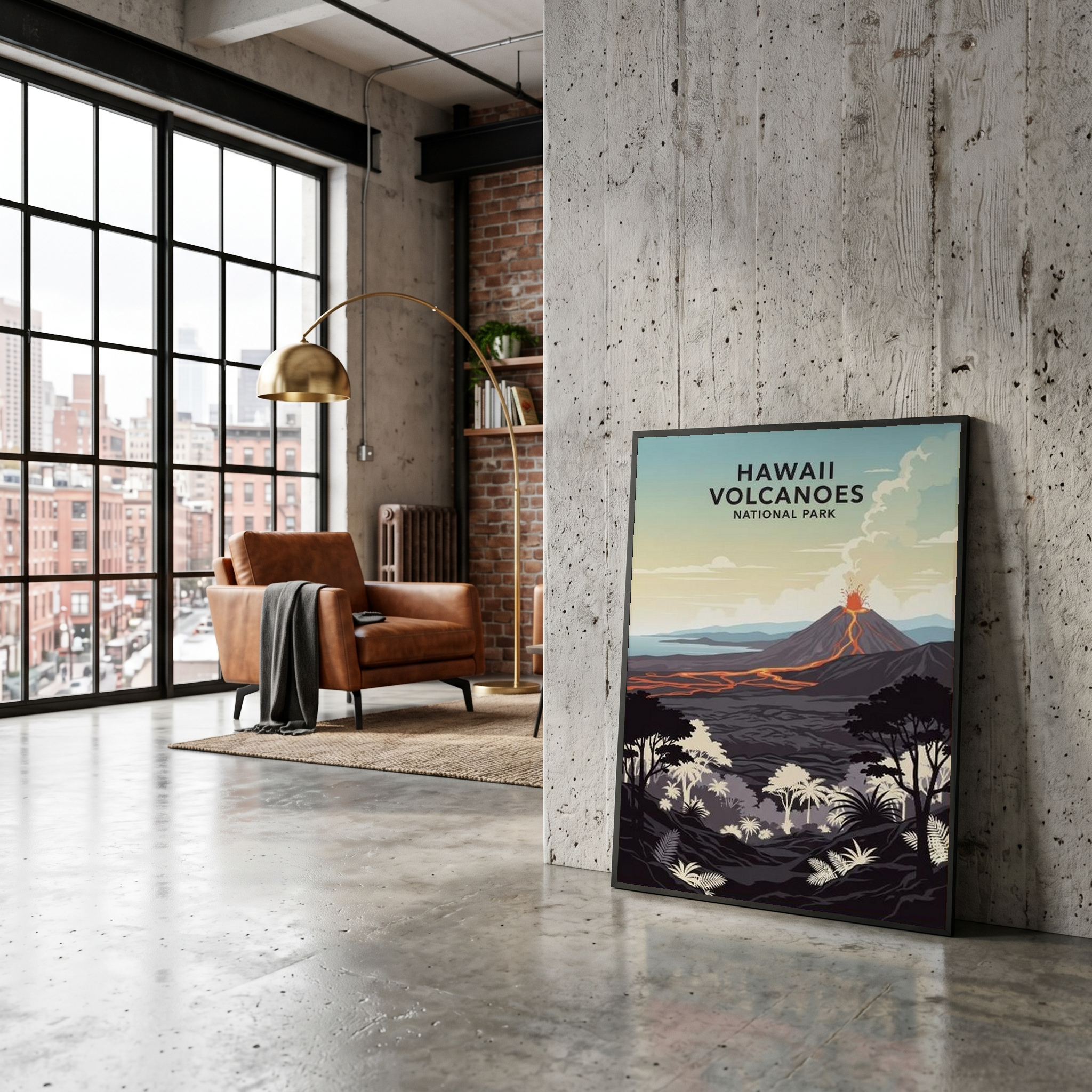 Hawaii Volcanoes National Park Poster — Vintage Kilauea Lava Tropical Print