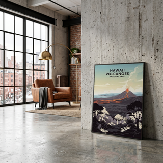 Hawaii Volcanoes National Park Poster — Vintage Kilauea Lava Tropical Print