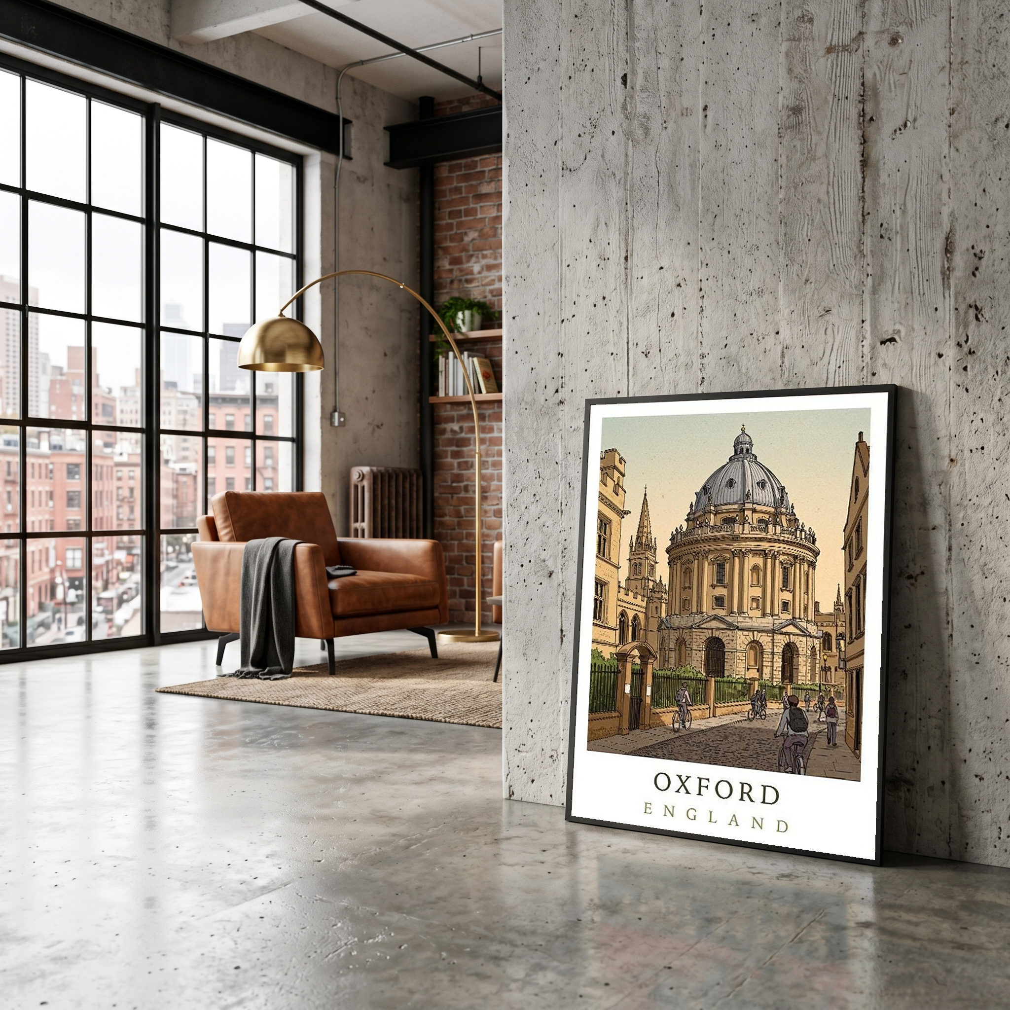 Oxford England Travel Poster — Radcliffe Camera University City Print