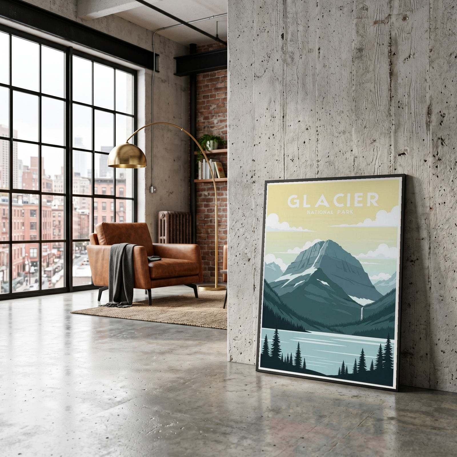 Glacier National Park Poster — Vintage Montana Rocky Mountain Lake Print