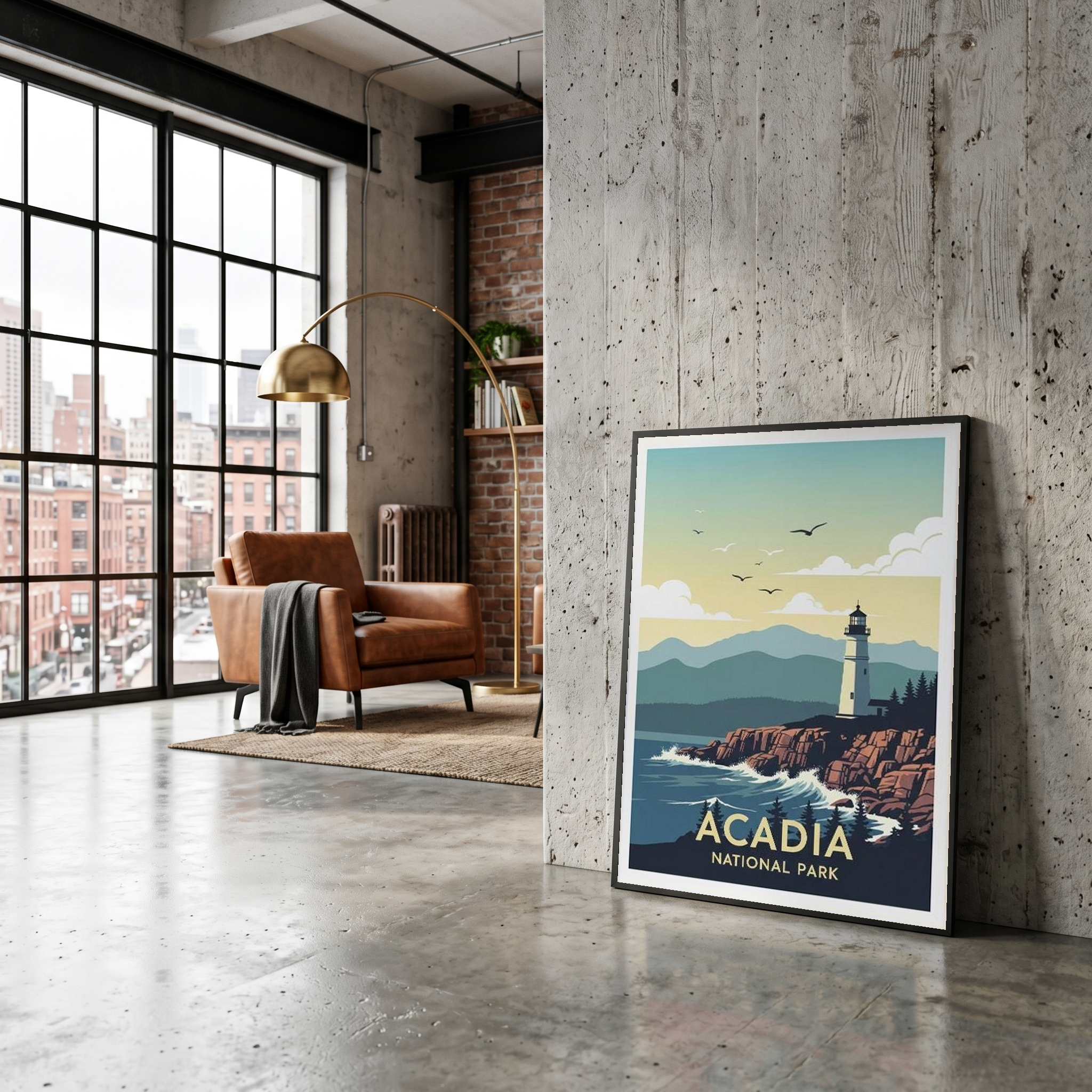 Acadia National Park Poster — Vintage Maine Lighthouse Coastal Print
