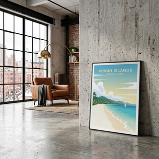 Virgin Islands National Park Poster — Vintage St. John Caribbean Beach Sailboat Print