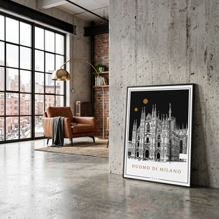 Duomo di Milano Italy Poster — Milan Cathedral Gold Moons Print