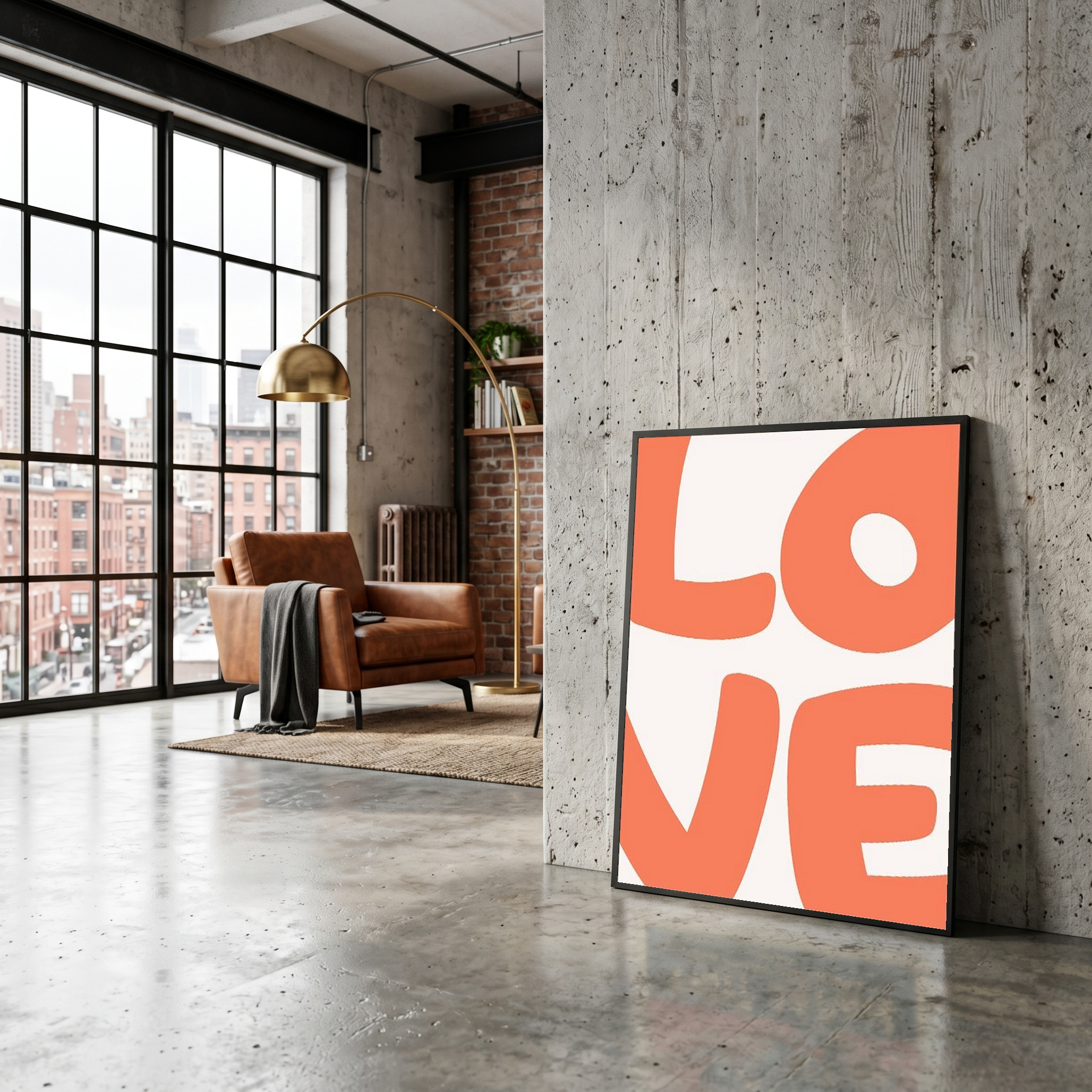LOVE Poster — Bold Minimalist Typography Orange Wall Art Print