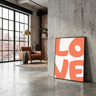 LOVE Poster — Bold Minimalist Typography Orange Wall Art Print
