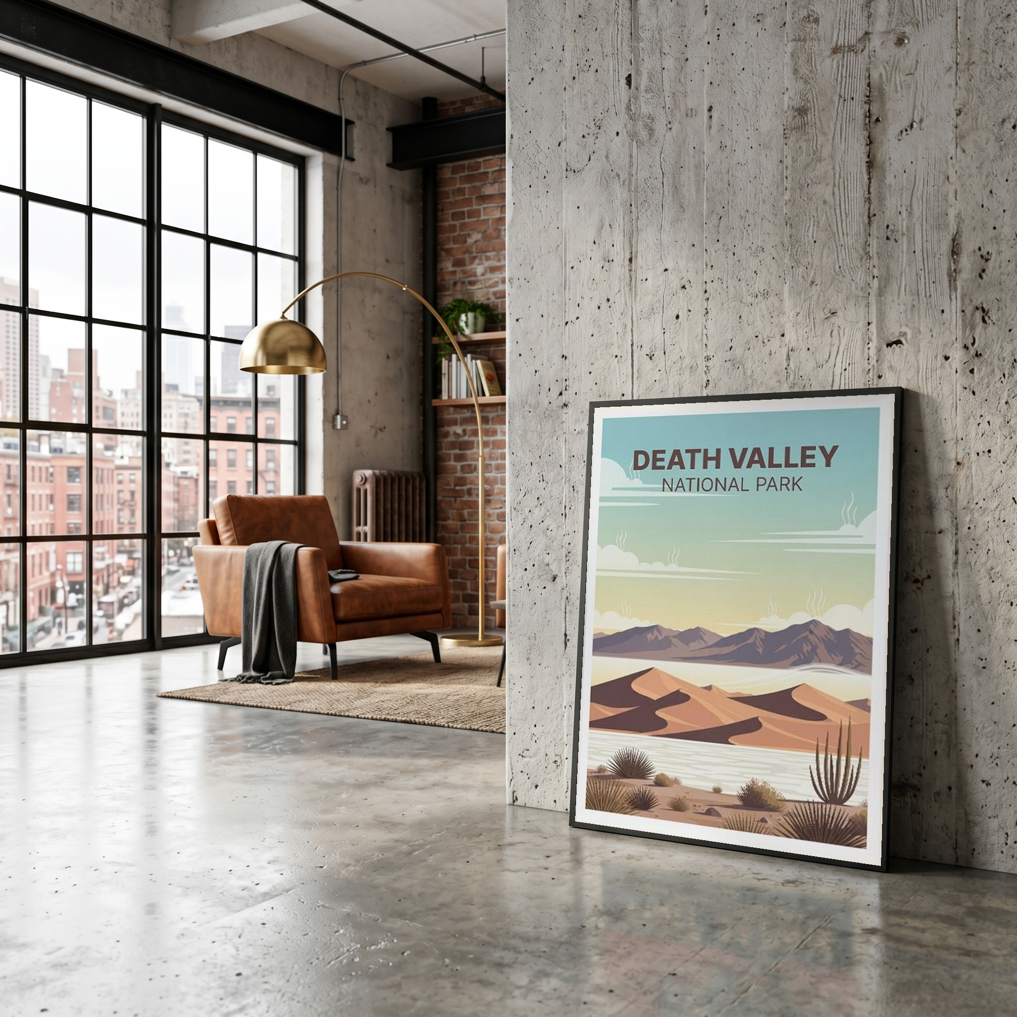 Death Valley National Park Poster — Vintage Sand Dunes Desert Mountain Print