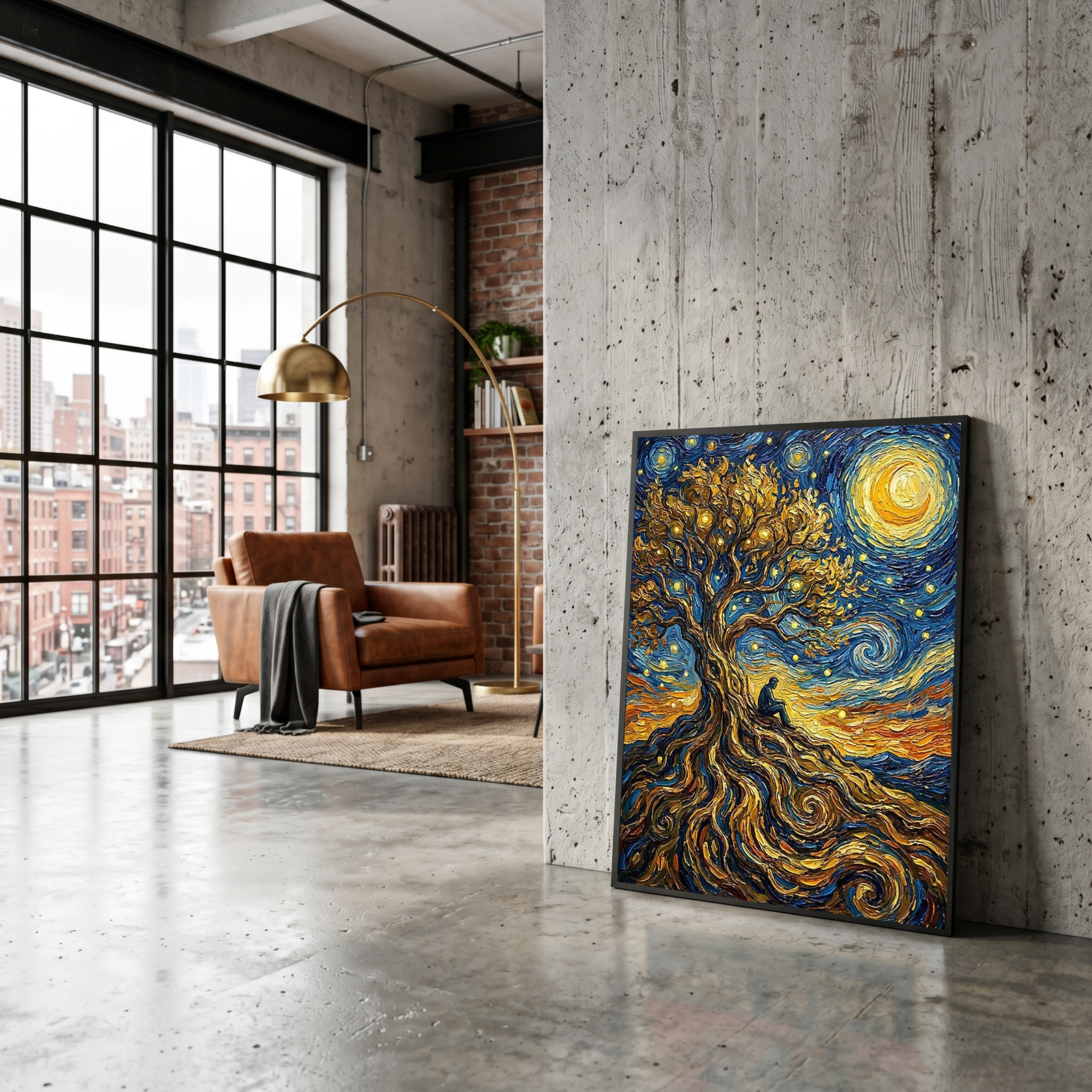 Man in Tree of Life Print — Van Gogh-Style Spiritual Reflection Wall Art