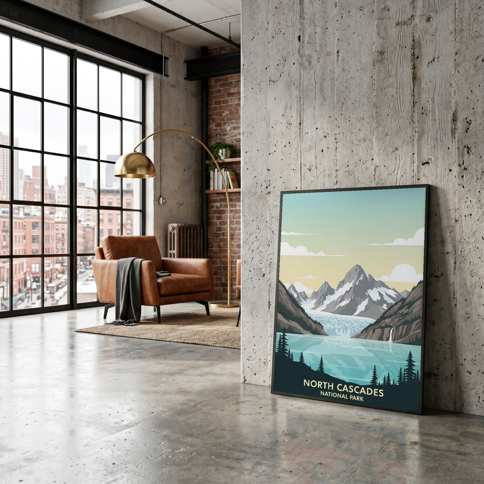 North Cascades National Park Poster — Vintage Washington Glacier Alpine Lake Print