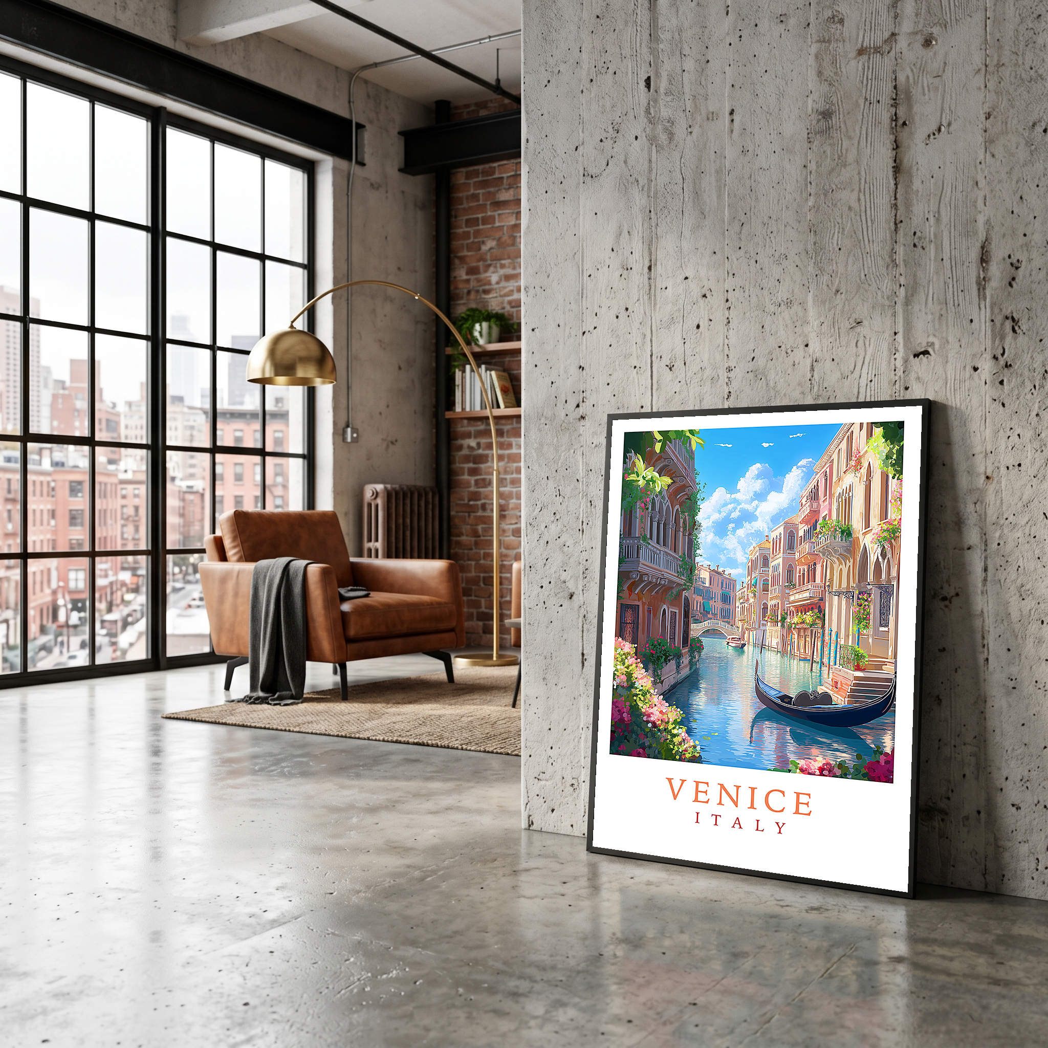 Venice Italy Travel Poster — Vintage Canal Gondola Romance Print