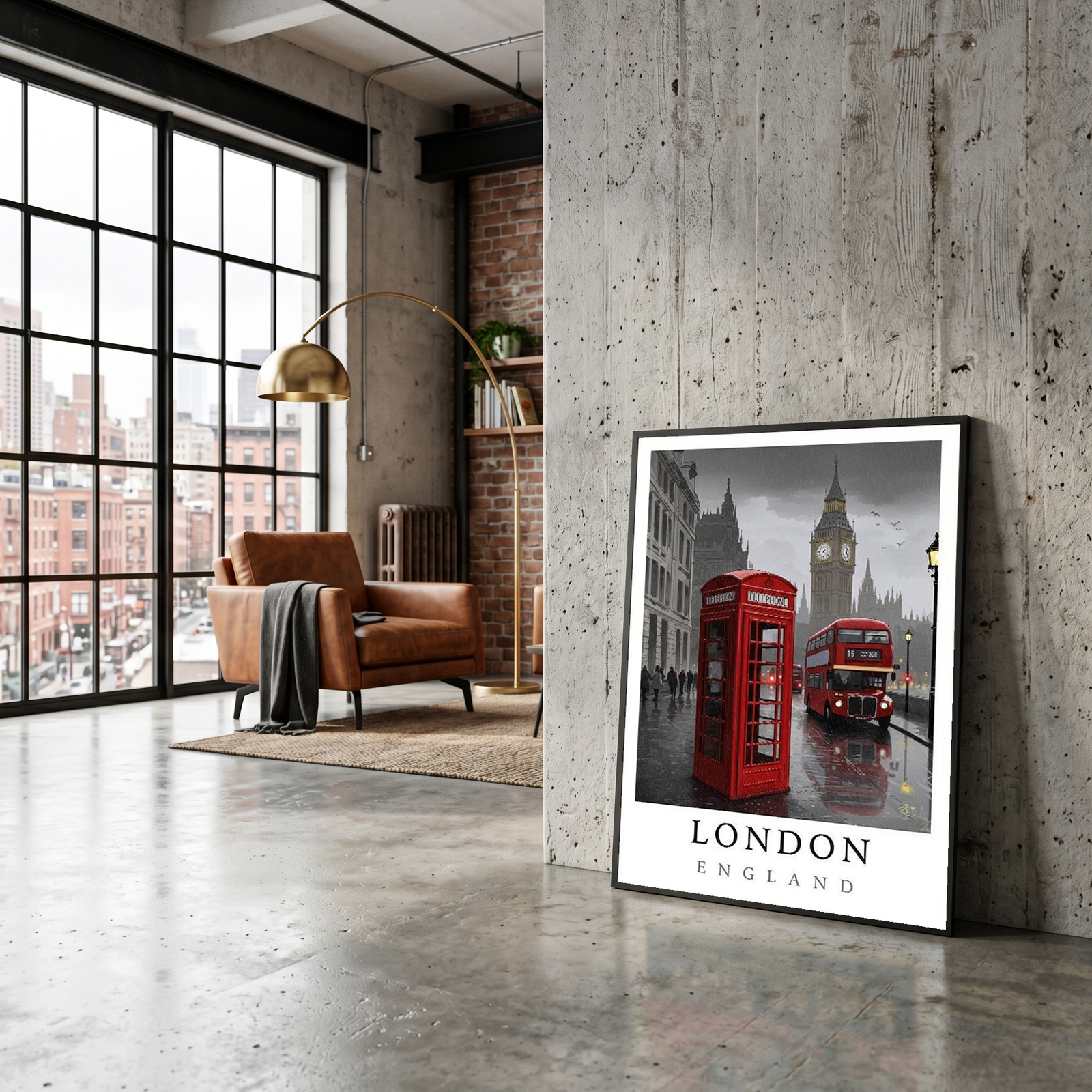 London Travel Poster — Big Ben Red Bus Telephone Box Iconic Print