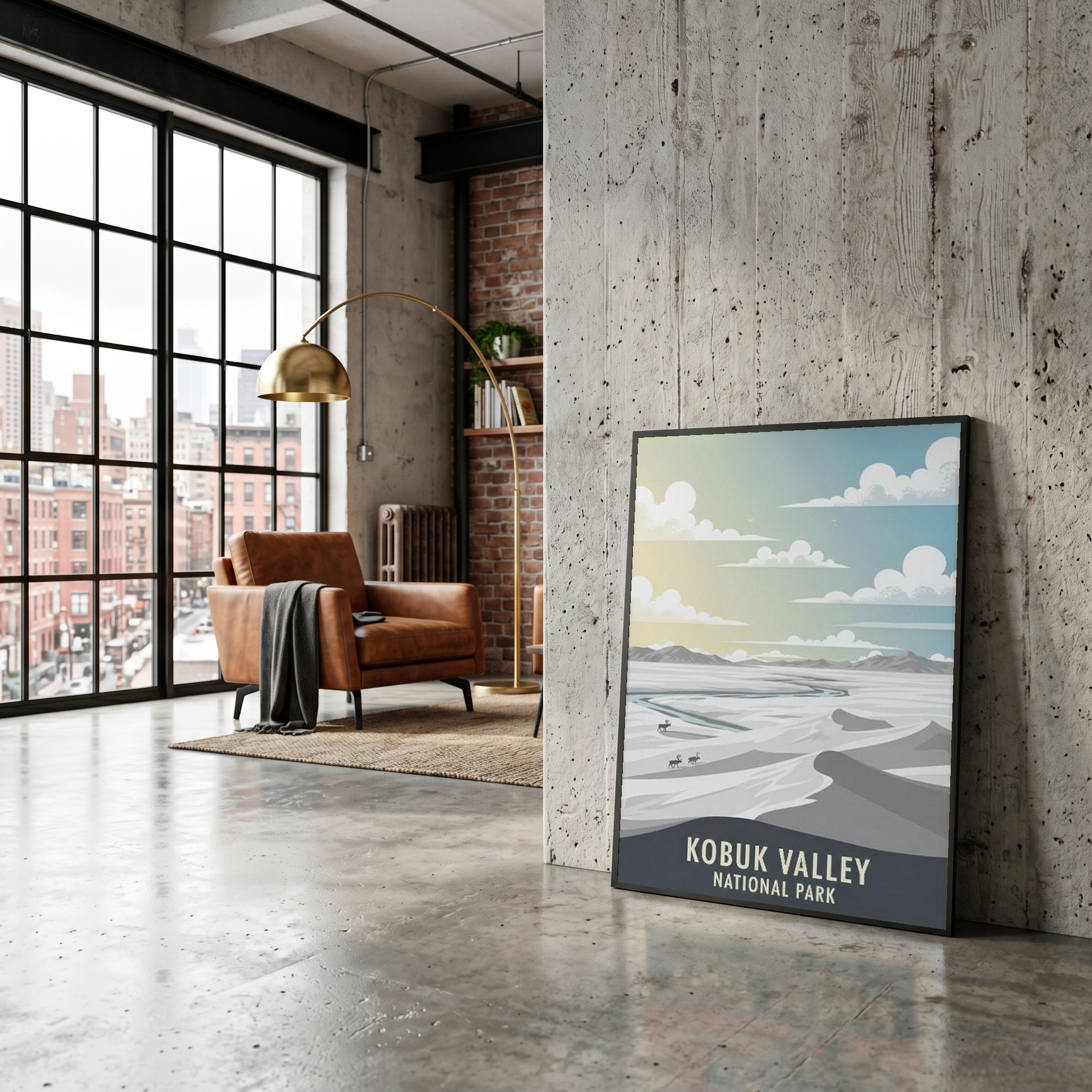 Kobuk Valley National Park Poster — Vintage Alaska Arctic Sand Dunes Caribou