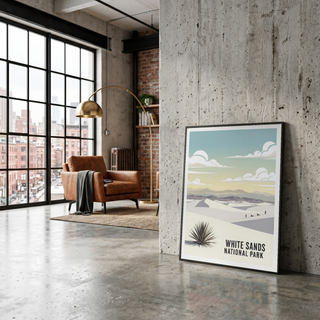 White Sands National Park Poster — Vintage New Mexico Gypsum Dunes Sledding Print