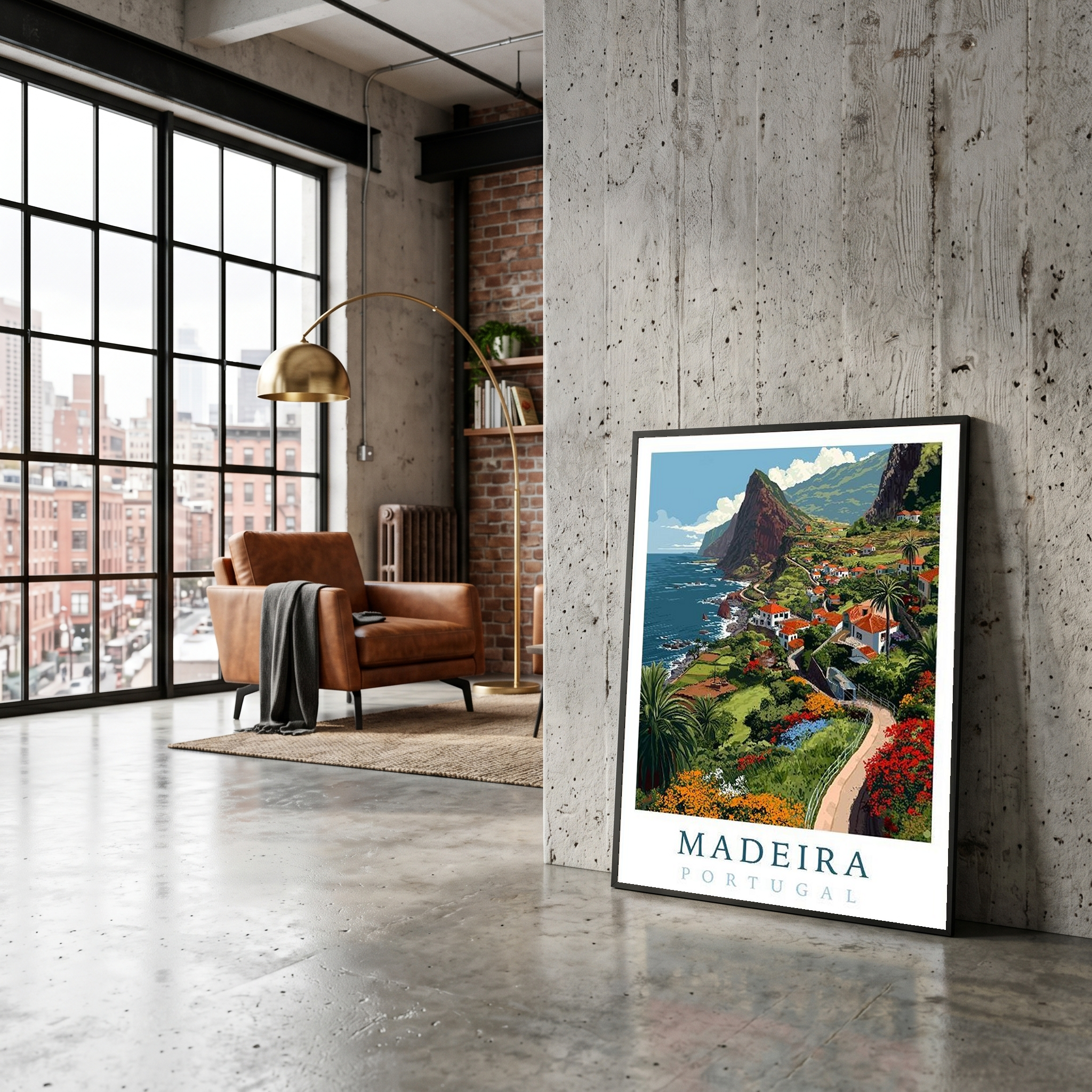 Madeira Portugal Travel Poster — Vintage Island Cliffs Print
