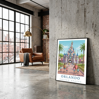 Orlando Florida Travel Poster — Fairy Tale Castle Theme Park Family Print