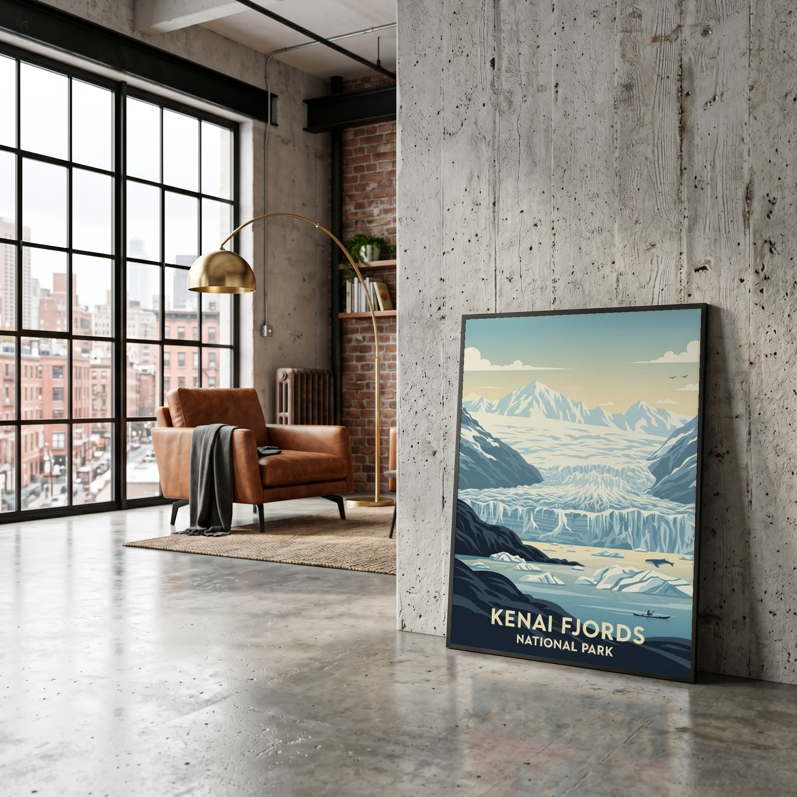 Kenai Fjords National Park Poster — Vintage Alaska Glacier Whale Kayak Print