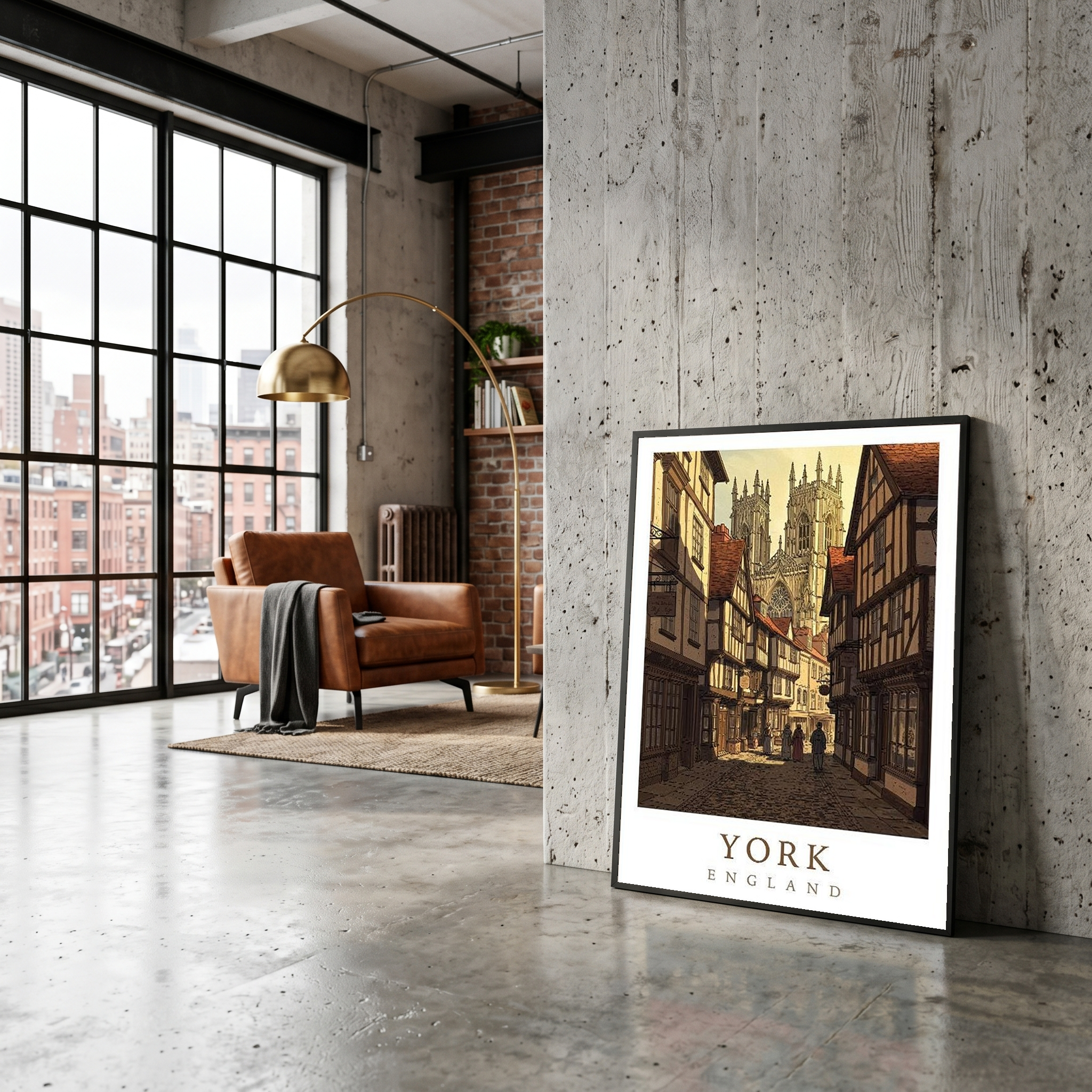 York England Travel Poster — Shambles Medieval City York Minster Print