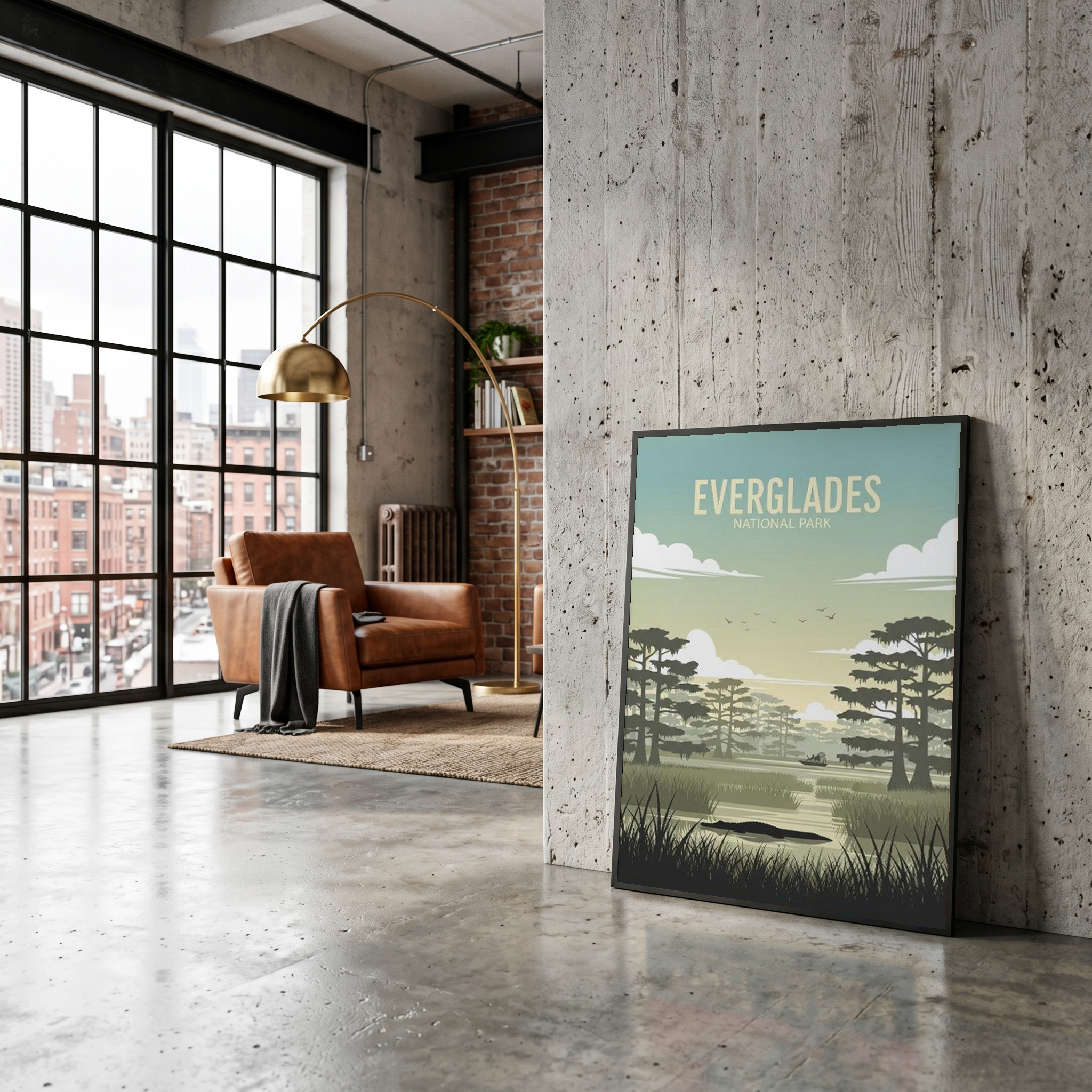 Everglades National Park Poster — Vintage Florida Alligator Cypress Print