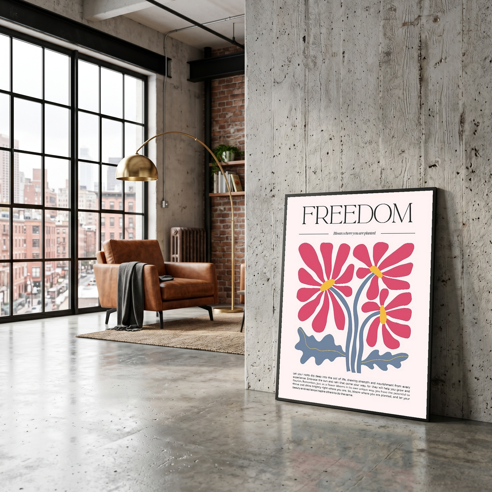 Freedom Bloom Where You Are Planted Floral Poster - Pink Daisy Wall Art Print