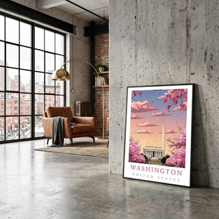 Washington DC — Cherry Blossom Monument Wall Art Print