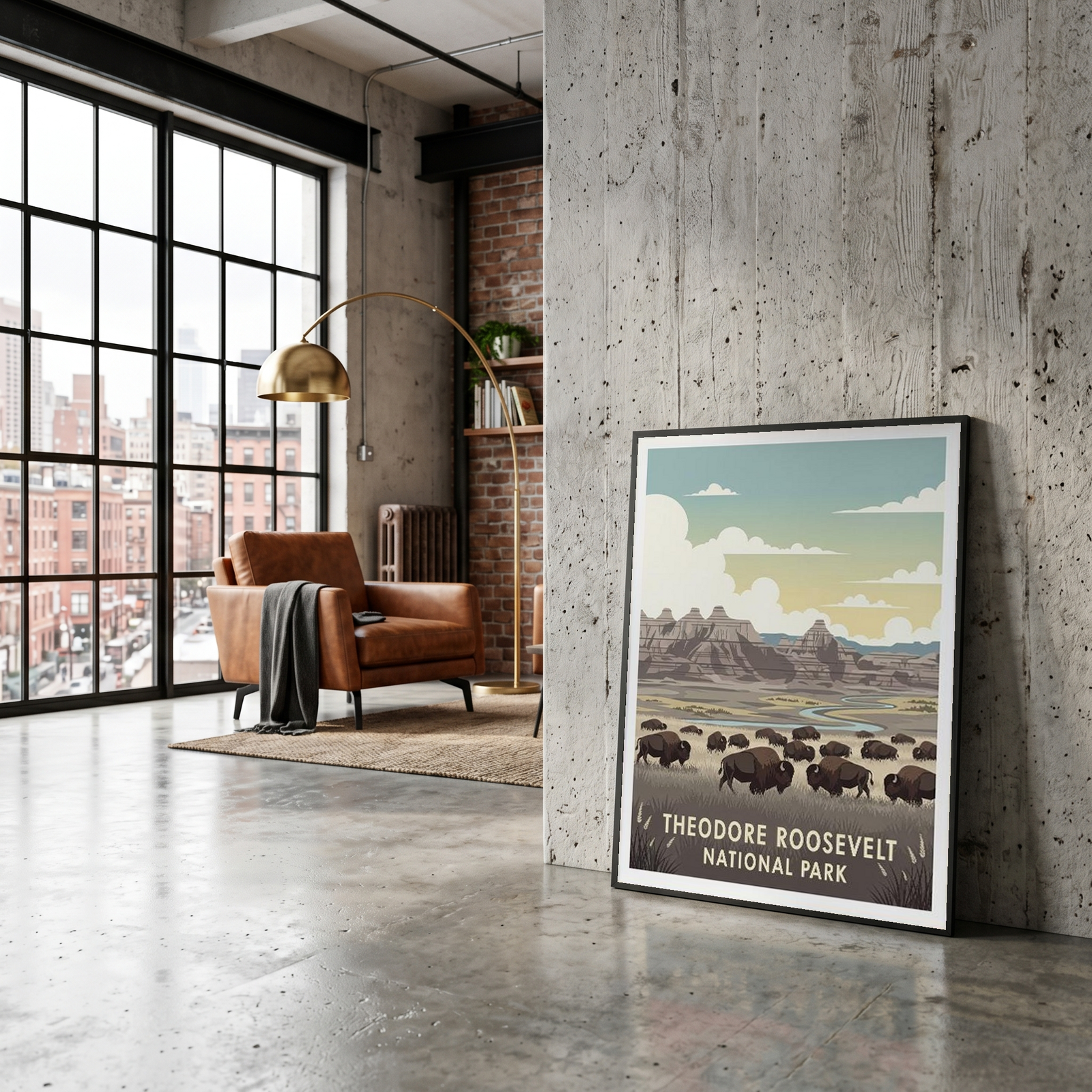 Theodore Roosevelt National Park Poster — Vintage Bison Badlands Art