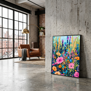 Abstract Flower Field Print — Vibrant Botanical Painterly Wall Art