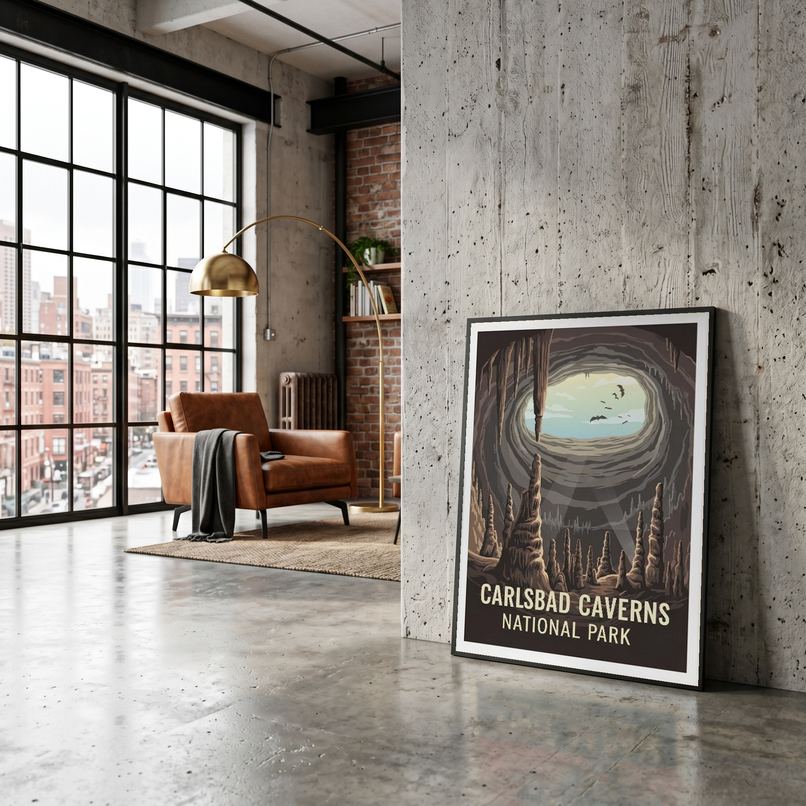 Carlsbad Caverns National Park Poster — Vintage New Mexico Bat Cave Print