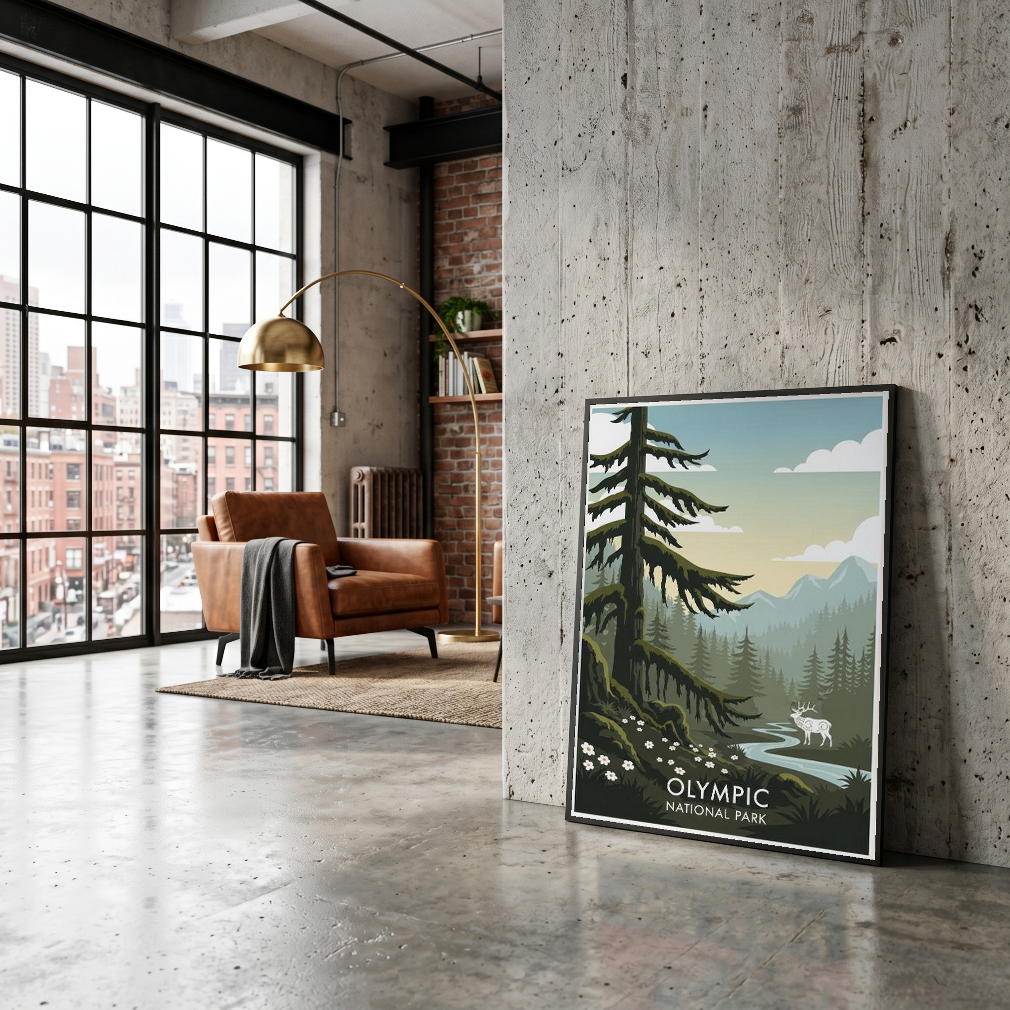 Olympic National Park Poster — Vintage Washington Roosevelt Elk Old-Growth Print
