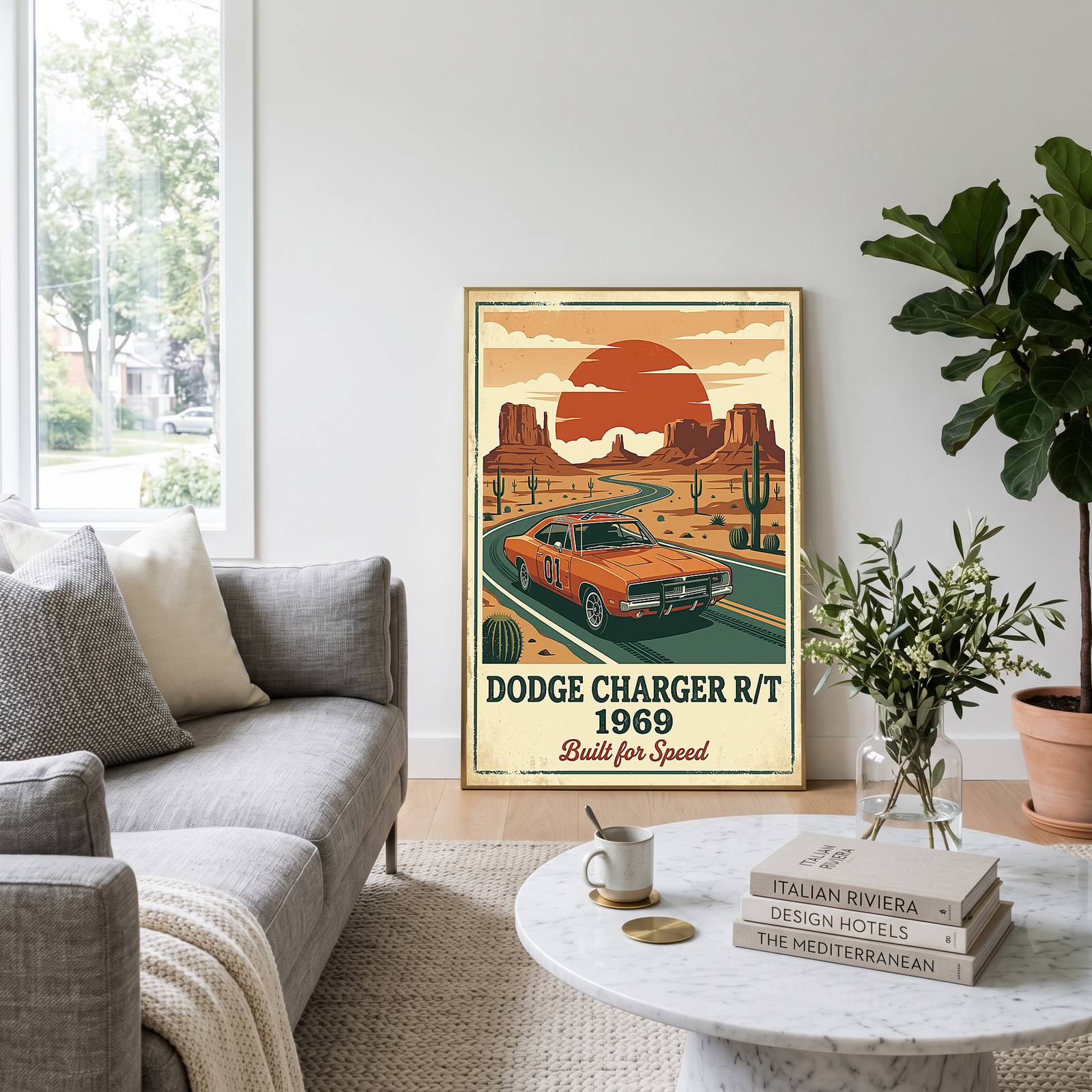 Dodge Charger R/T 1969 Poster — Vintage Muscle Car Monument Valley Print