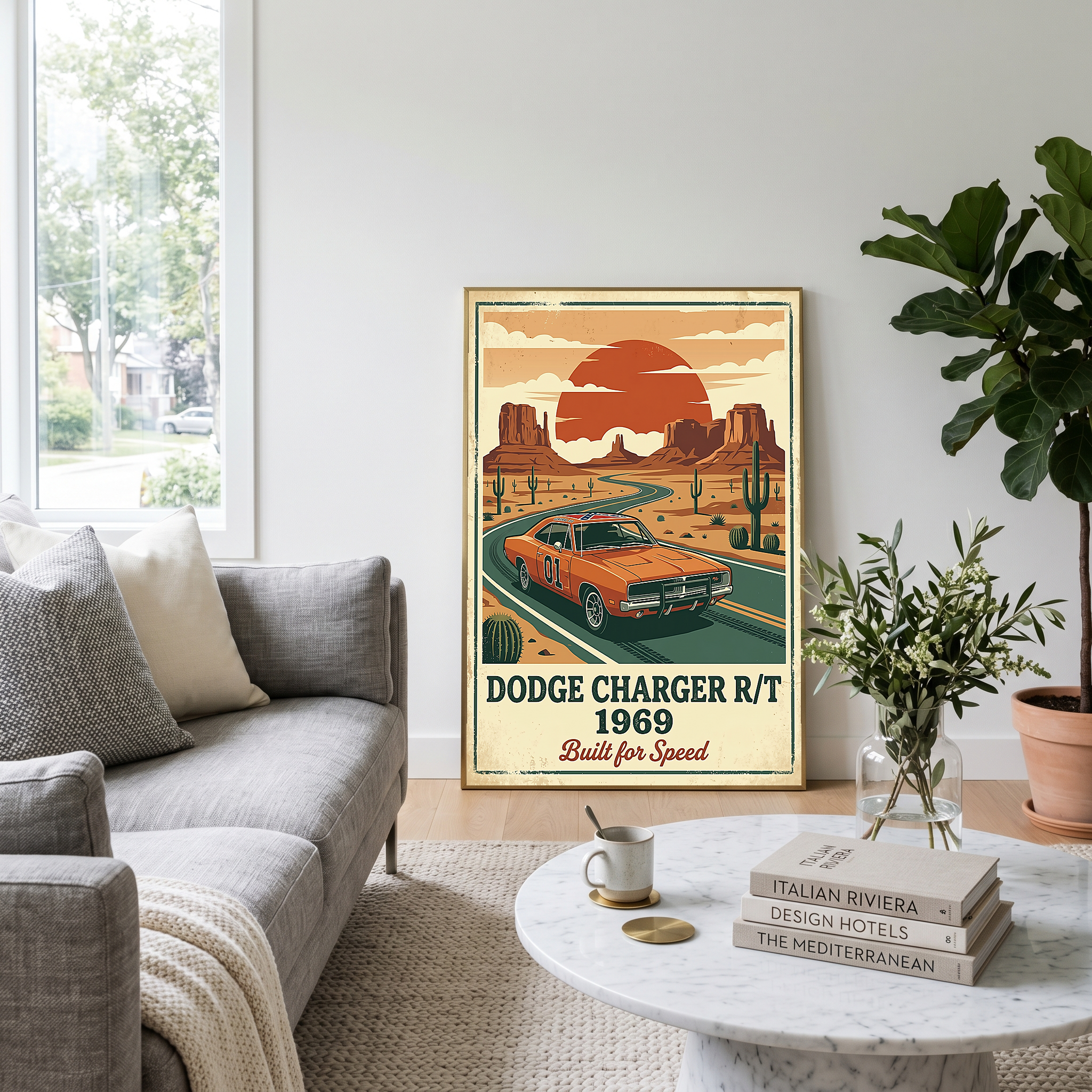 Dodge Charger R/T 1969 Poster — Vintage Muscle Car Monument Valley Print