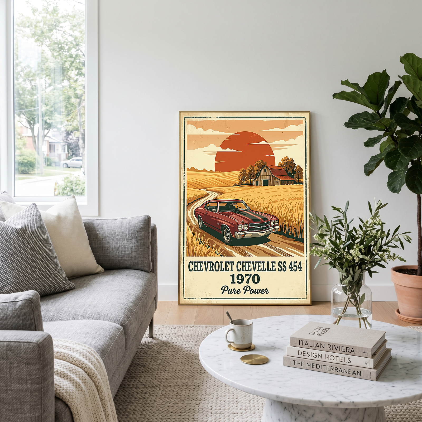 Chevrolet Chevelle SS 454 1970 Poster — Vintage Muscle Car Country Barn Print