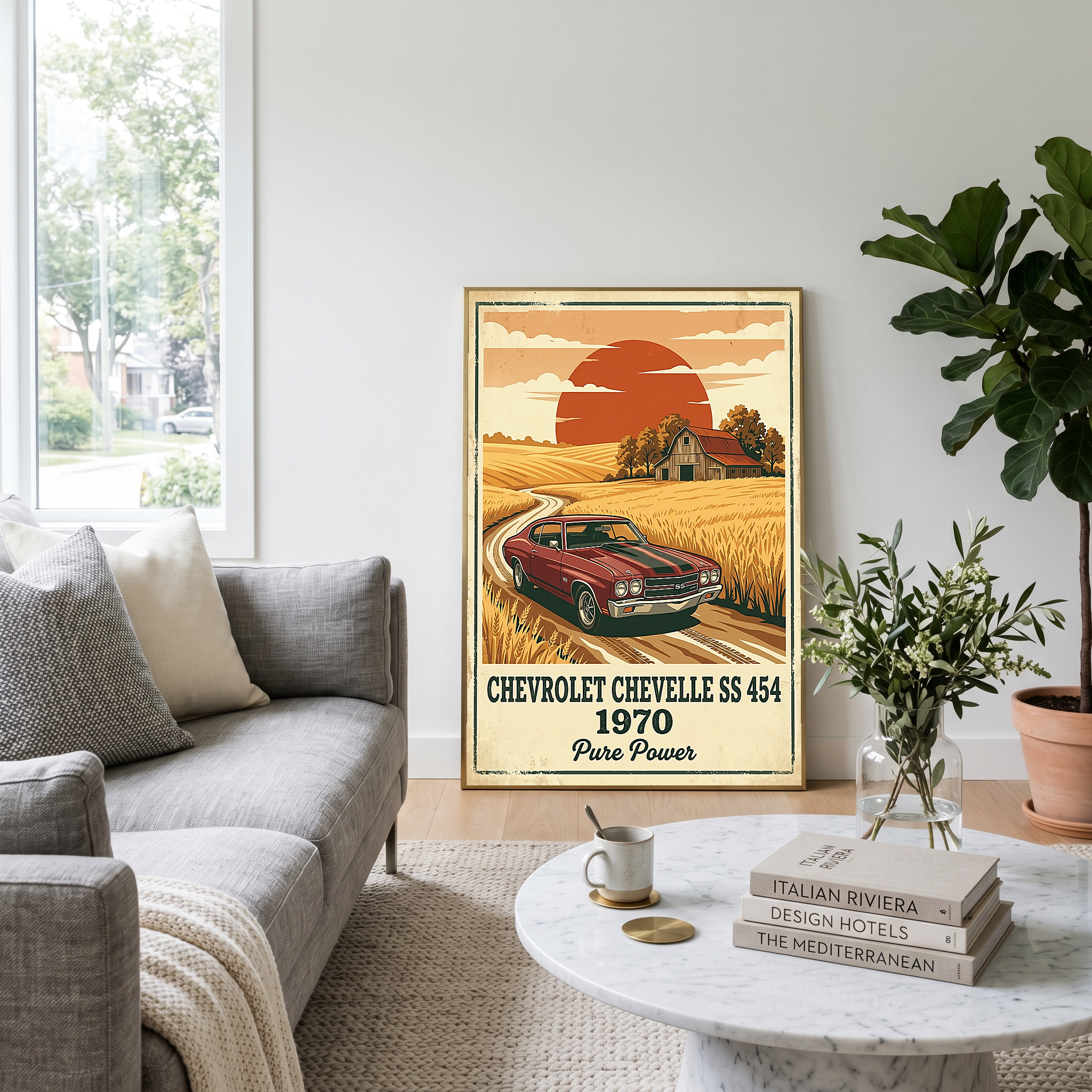 Chevrolet Chevelle SS 454 1970 Poster — Vintage Muscle Car Country Barn Print