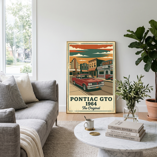 Pontiac GTO 1964 Poster — Vintage Muscle Car Diner Main Street Print